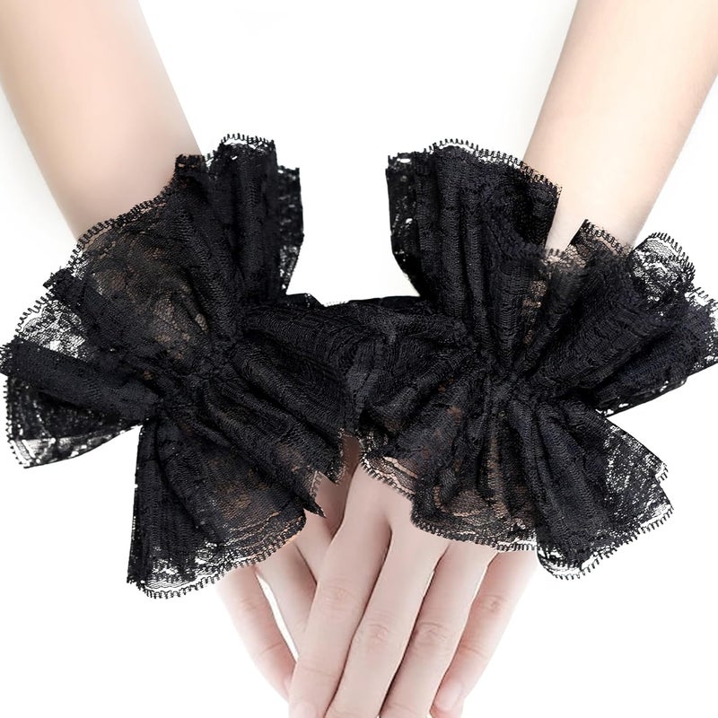 Itscolofy Lace Gloves Clown Accessories for Women, Lace Fingerless Gloves Clown Costume for Halloween Wedding Party - Image 1